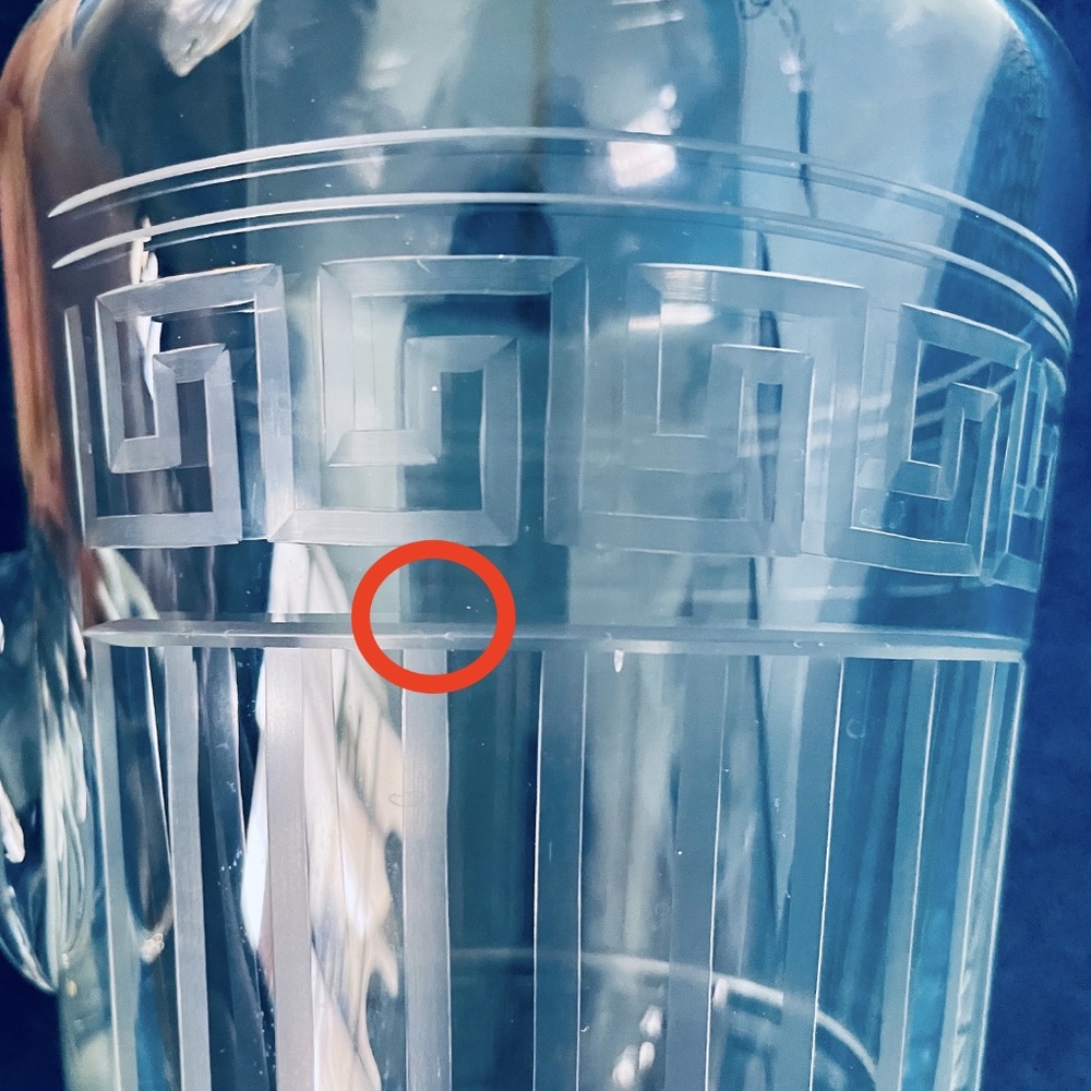 Versace x Rosenthal Meandre Greek Key Clear Glass Crystal Pitcher Vintage - Picture 14 of 14